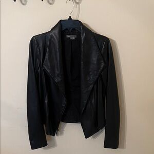 Vince Black Draped Leather Jacket